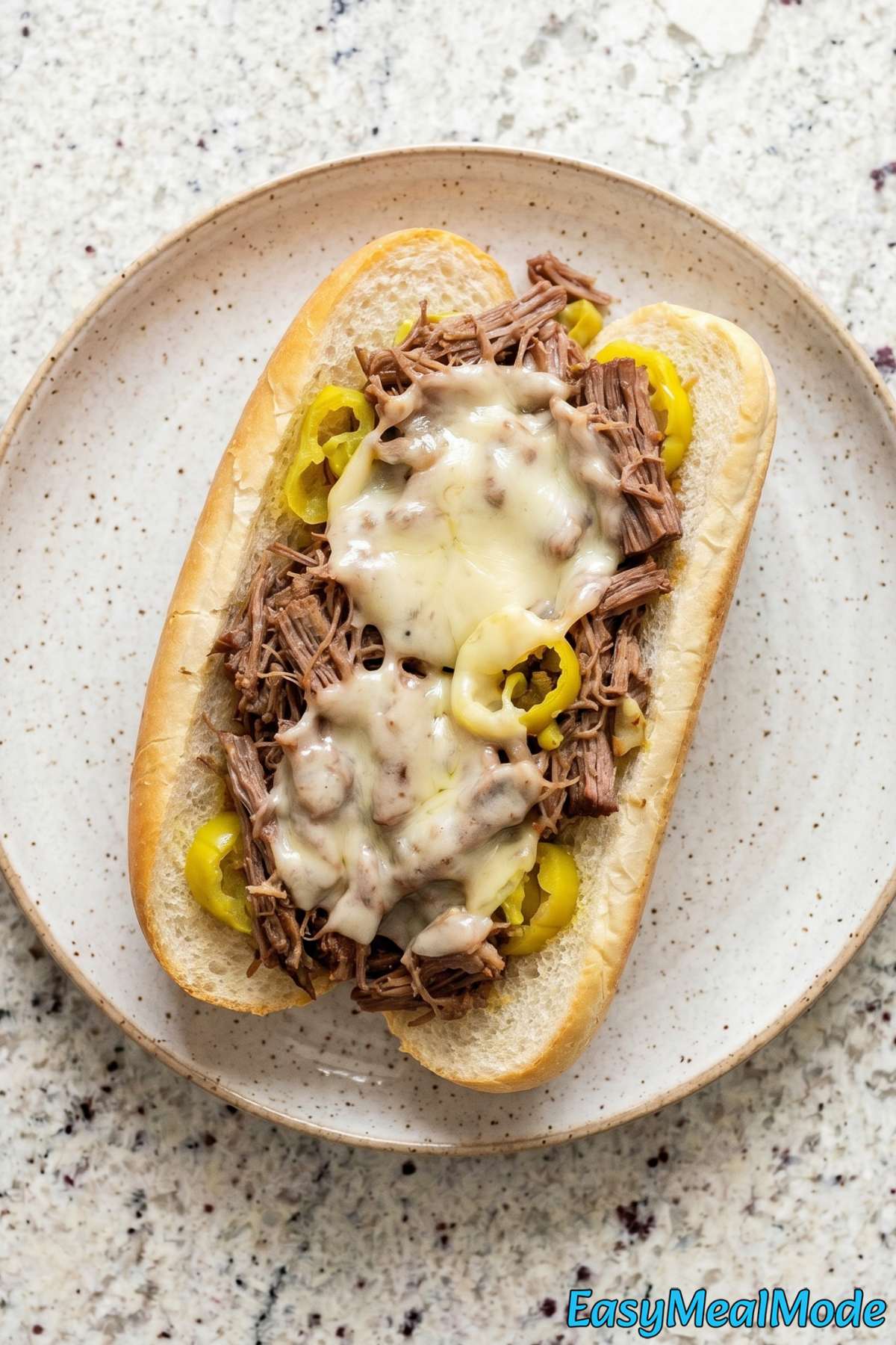 Hearty slow cooker Italian beef sandwich