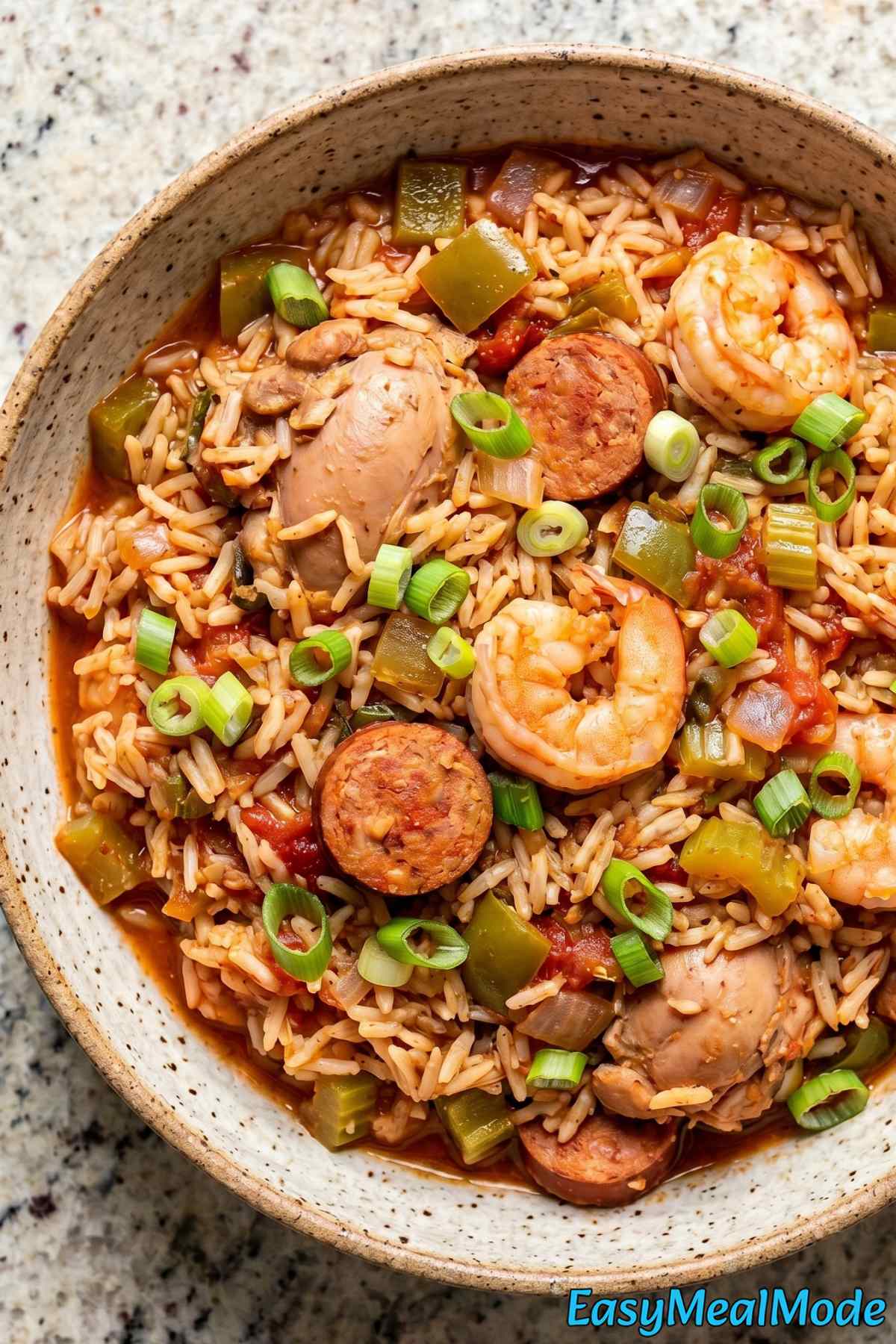 Rich slow cooker jambalaya with shrimp