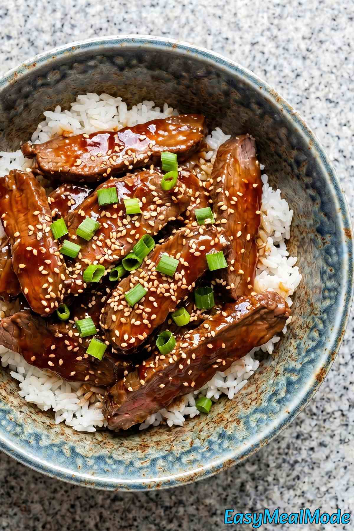 Juicy slow cooker Korean beef with garnish