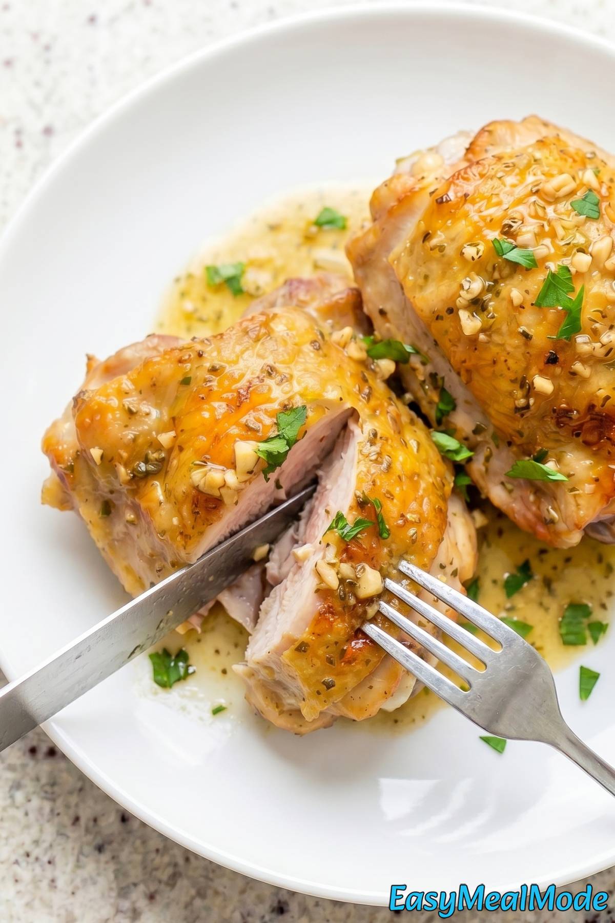 Juicy lemon garlic chicken in slow cooker