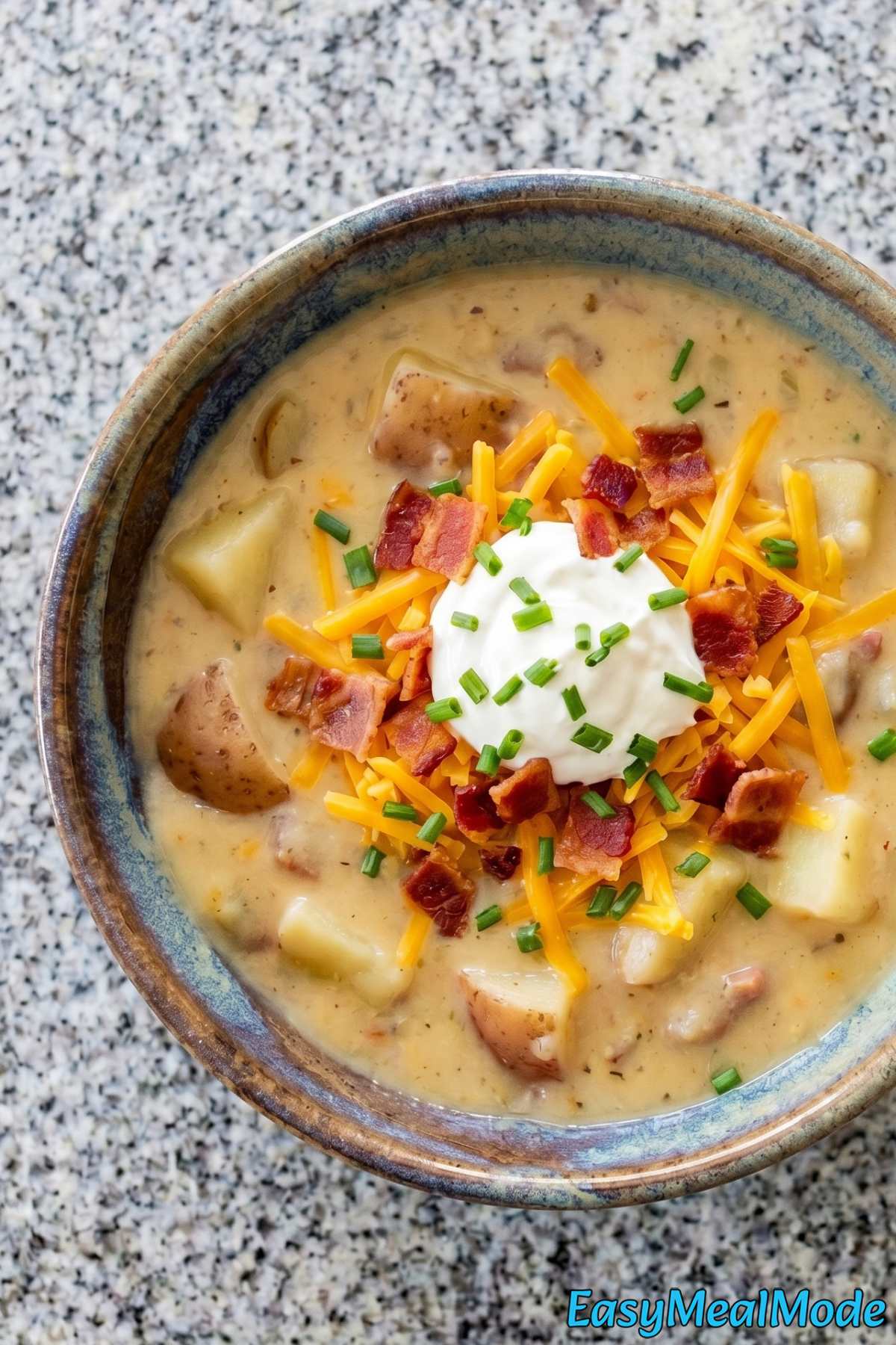 Warm slow cooker loaded potato soup