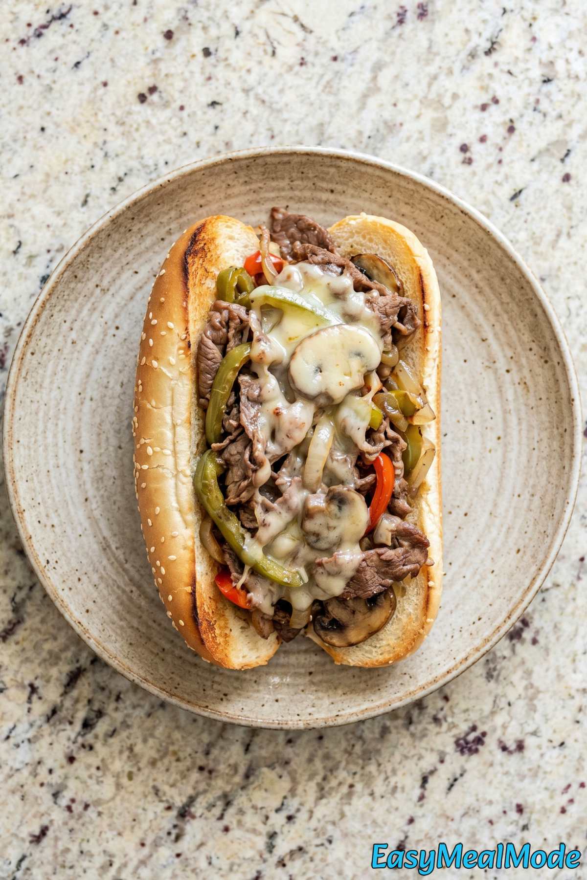 Loaded slow cooker Philly cheesesteak