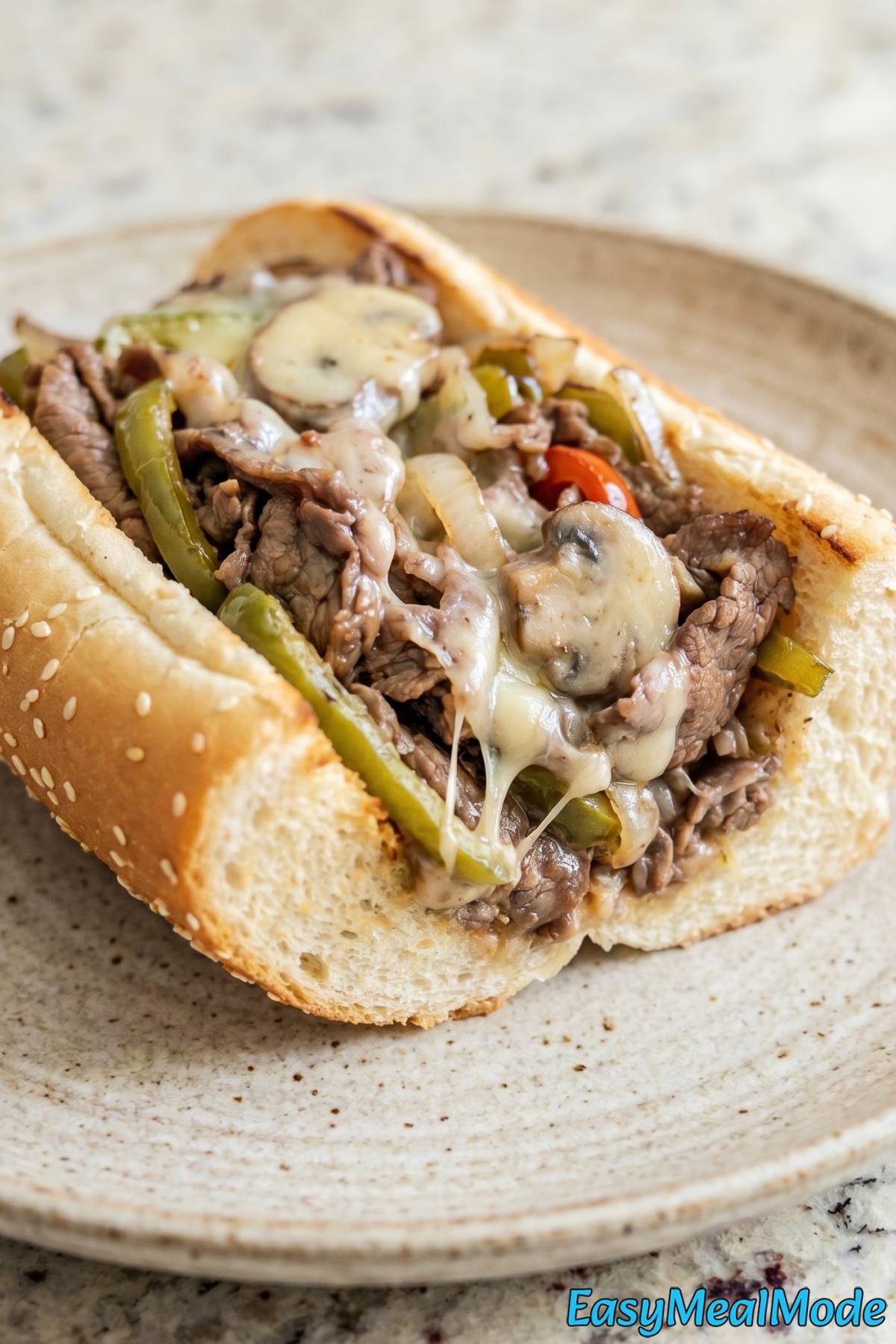 Savory slow cooker Philly cheesesteak