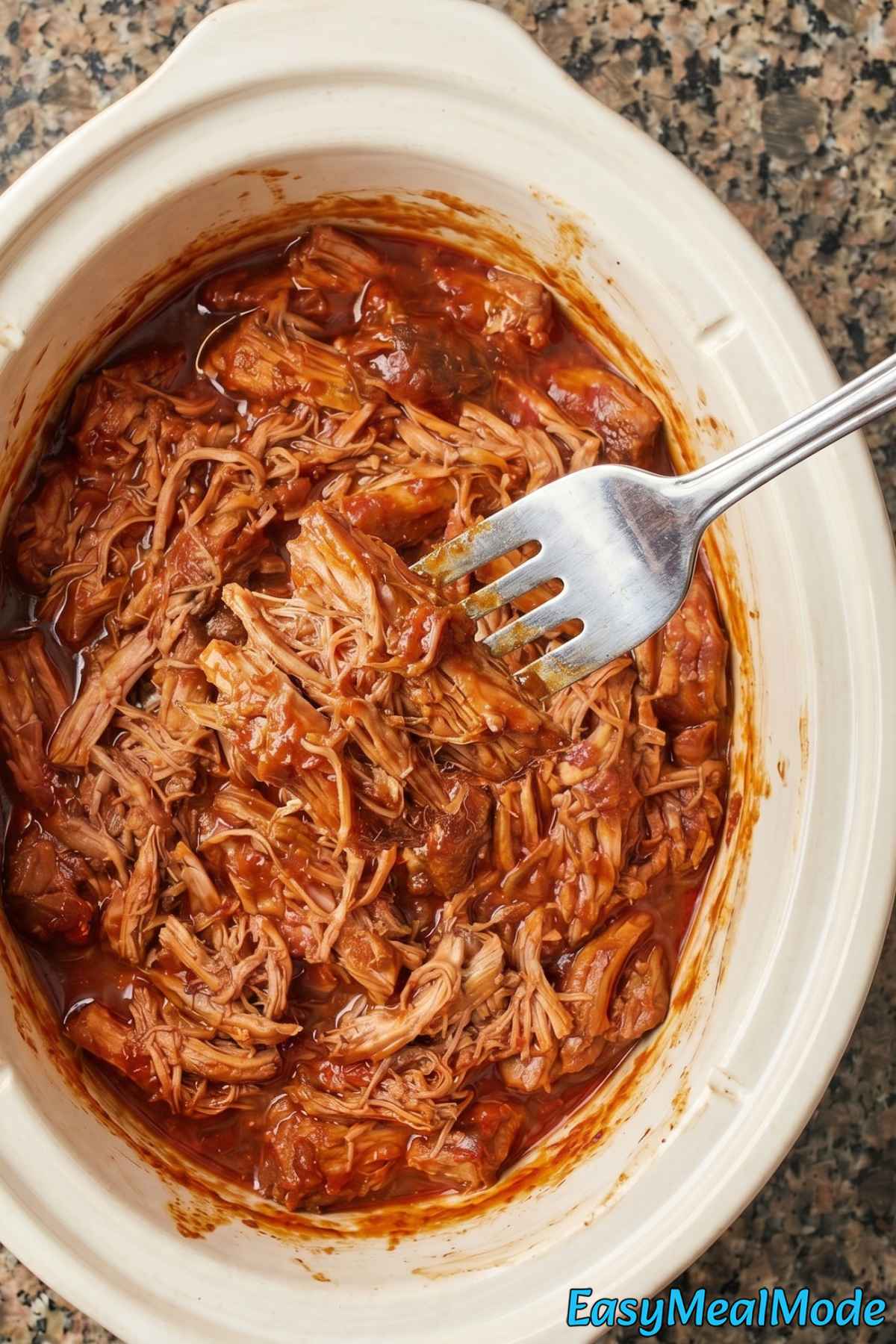 Easy slow cooker pulled pork shredded