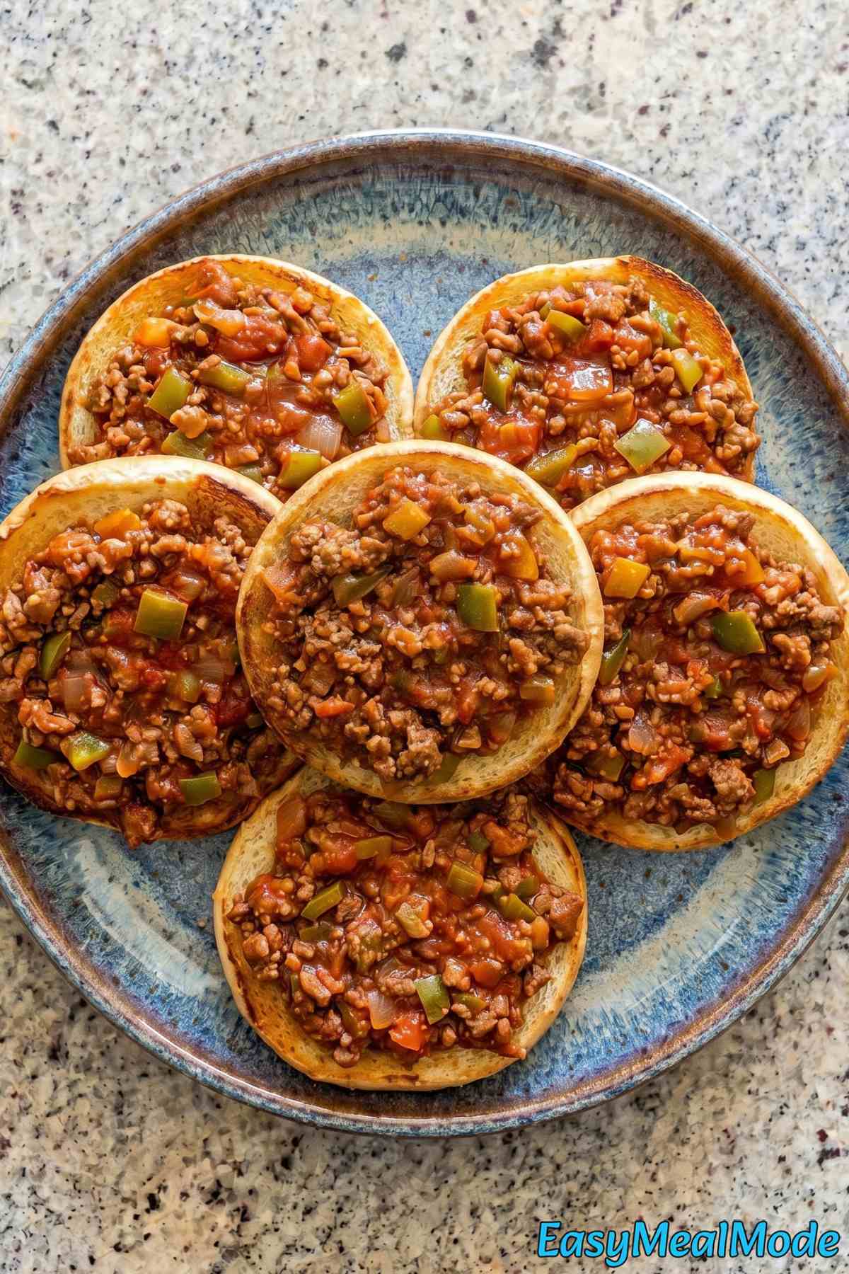 Homemade slow cooker sloppy joes stacked