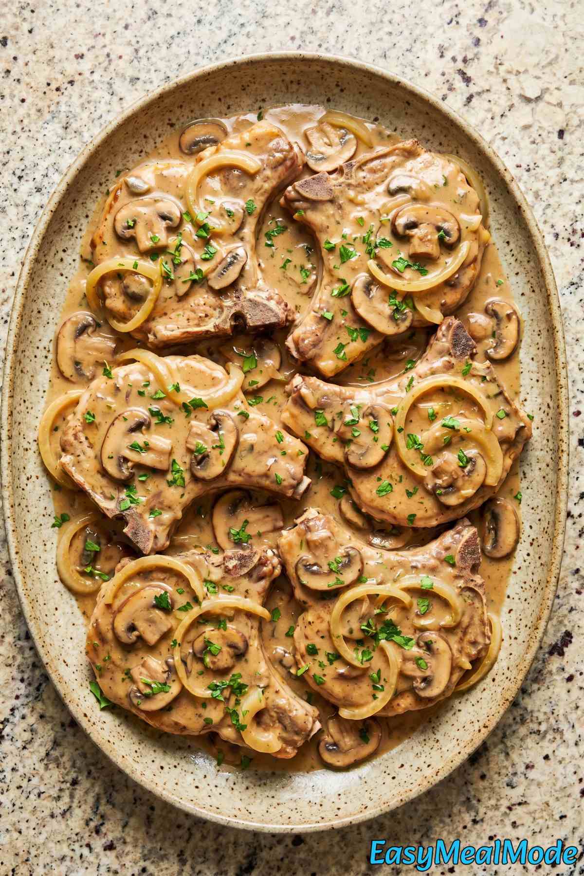 Rich slow cooker smothered pork chops