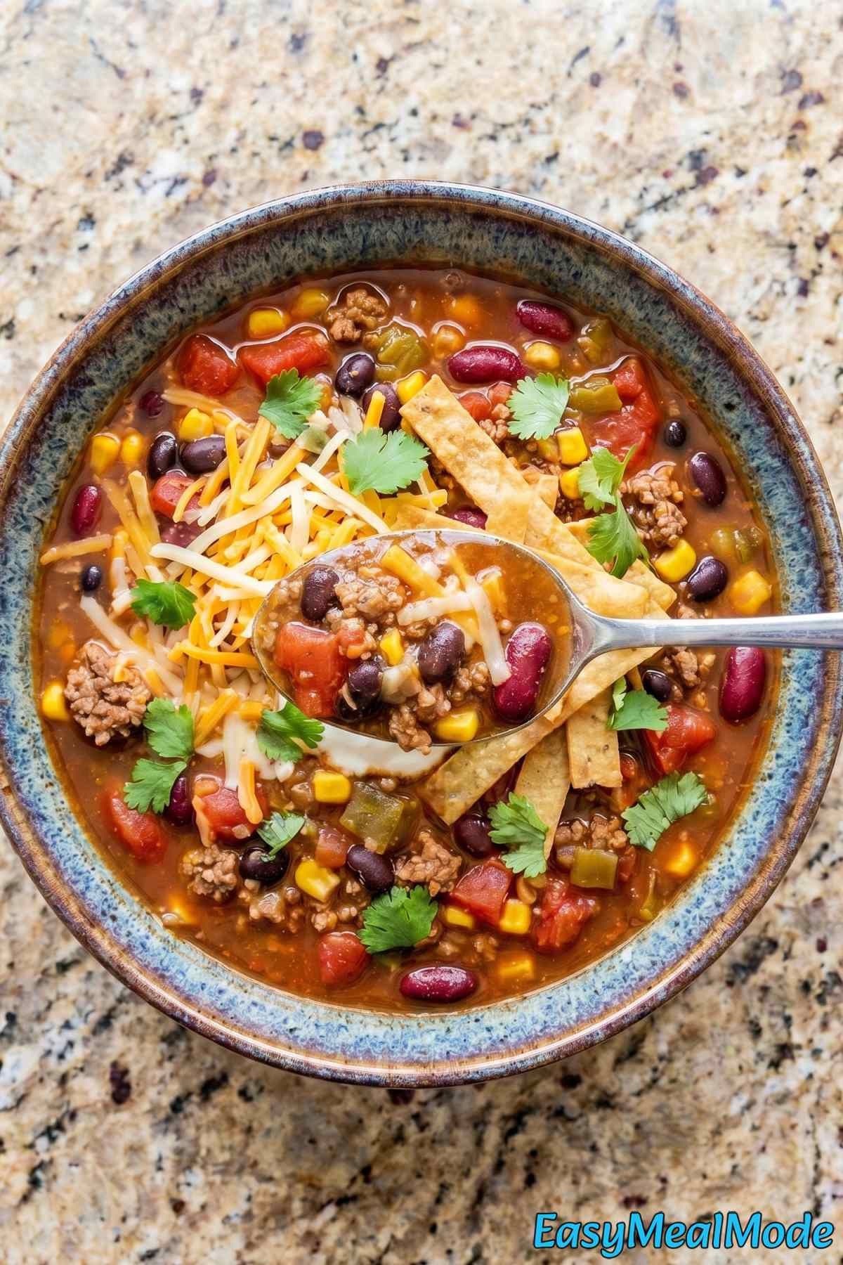 Wholesome slow cooker taco soup recipe
