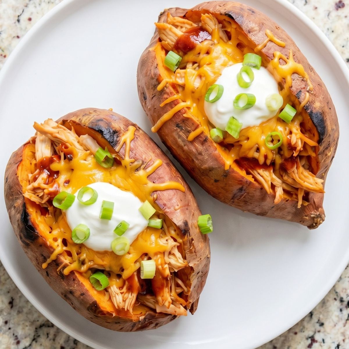High Protein BBQ Chicken Sweet Potatoes