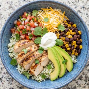 High Protein Chicken Burrito Bowl