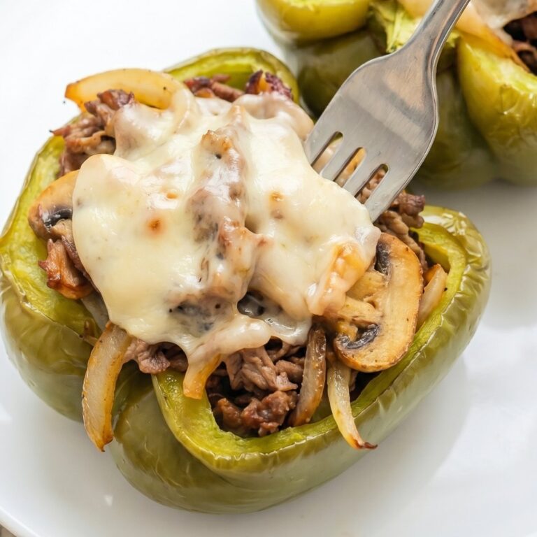 High Protein Philly Cheesesteak Stuffed Peppers
