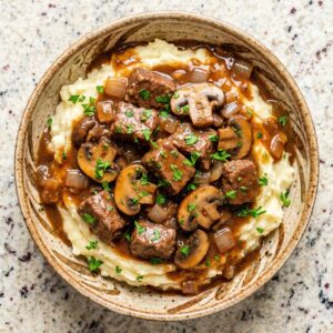 Slow Cooker Beef Tips & Gravy